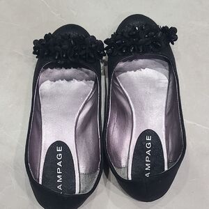 Rampage Black Floral Embellished Flats